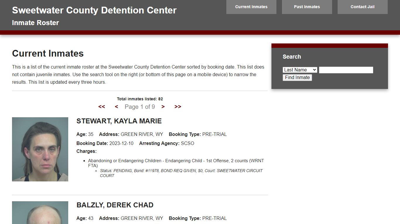 Jail Roster - sweetwater911.org
